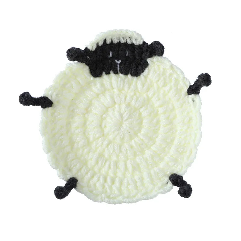 Finished Handwoven Animal Cup Coaster Creative Crochet Coffee Cup Coaster Desk Decor