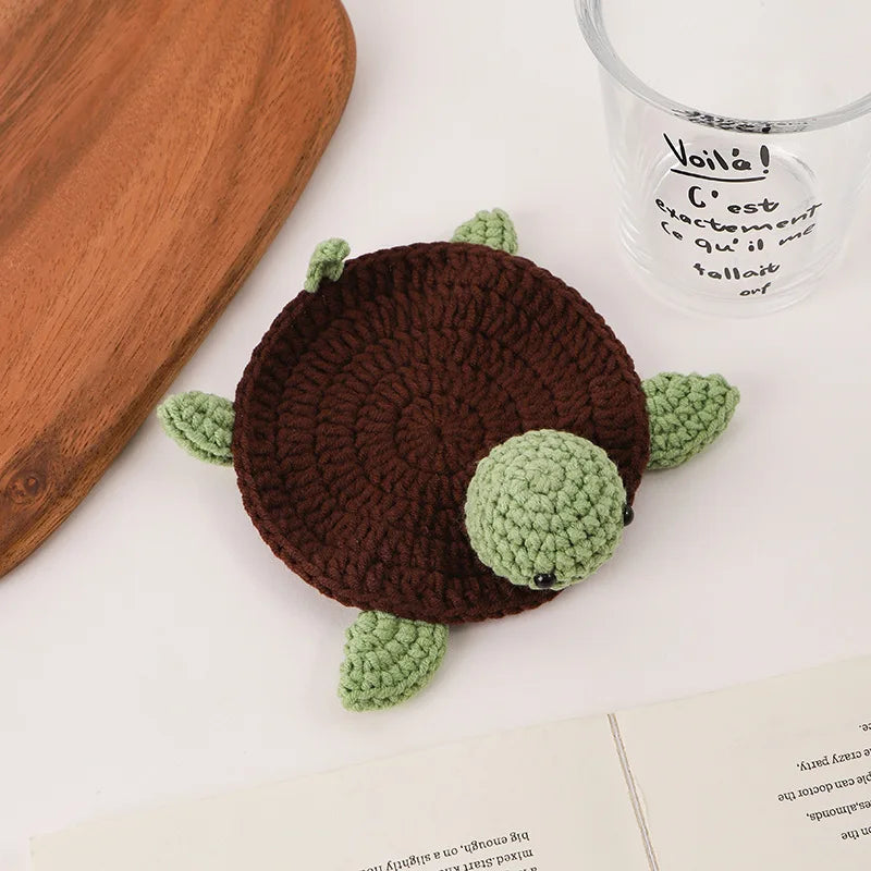 Finished Handwoven Animal Cup Coaster Creative Crochet Coffee Cup Coaster Desk Decor