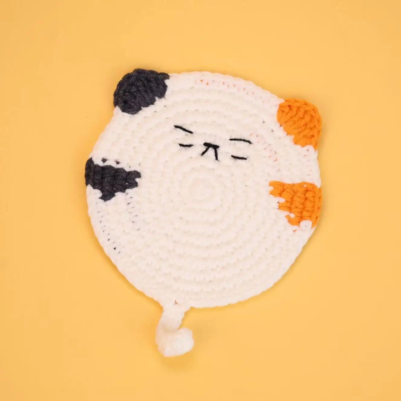 Funny Crochet Animal Coaster Finished Handwoven Coaster Coffee Cup Decor