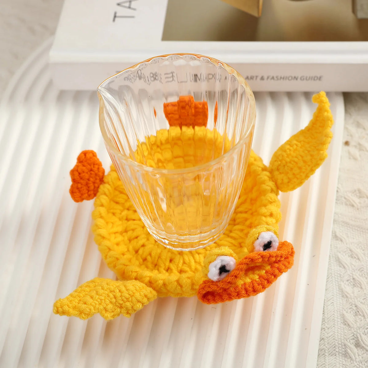 Funny Crochet Animal Coaster Finished Handwoven Coaster Coffee Cup Decor