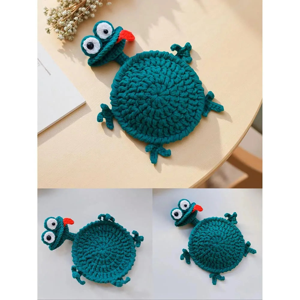 Finished Handwoven Animal Cup Coaster Creative Crochet Coffee Cup Coaster Desk Decor