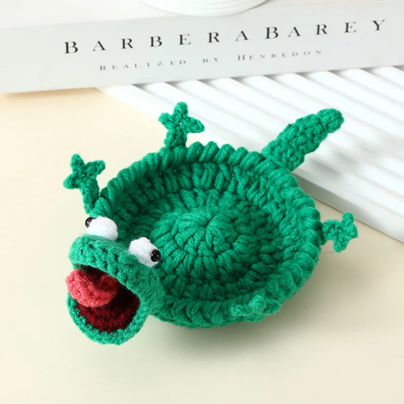Funny Crochet Animal Coaster Finished Handwoven Coaster Coffee Cup Decor