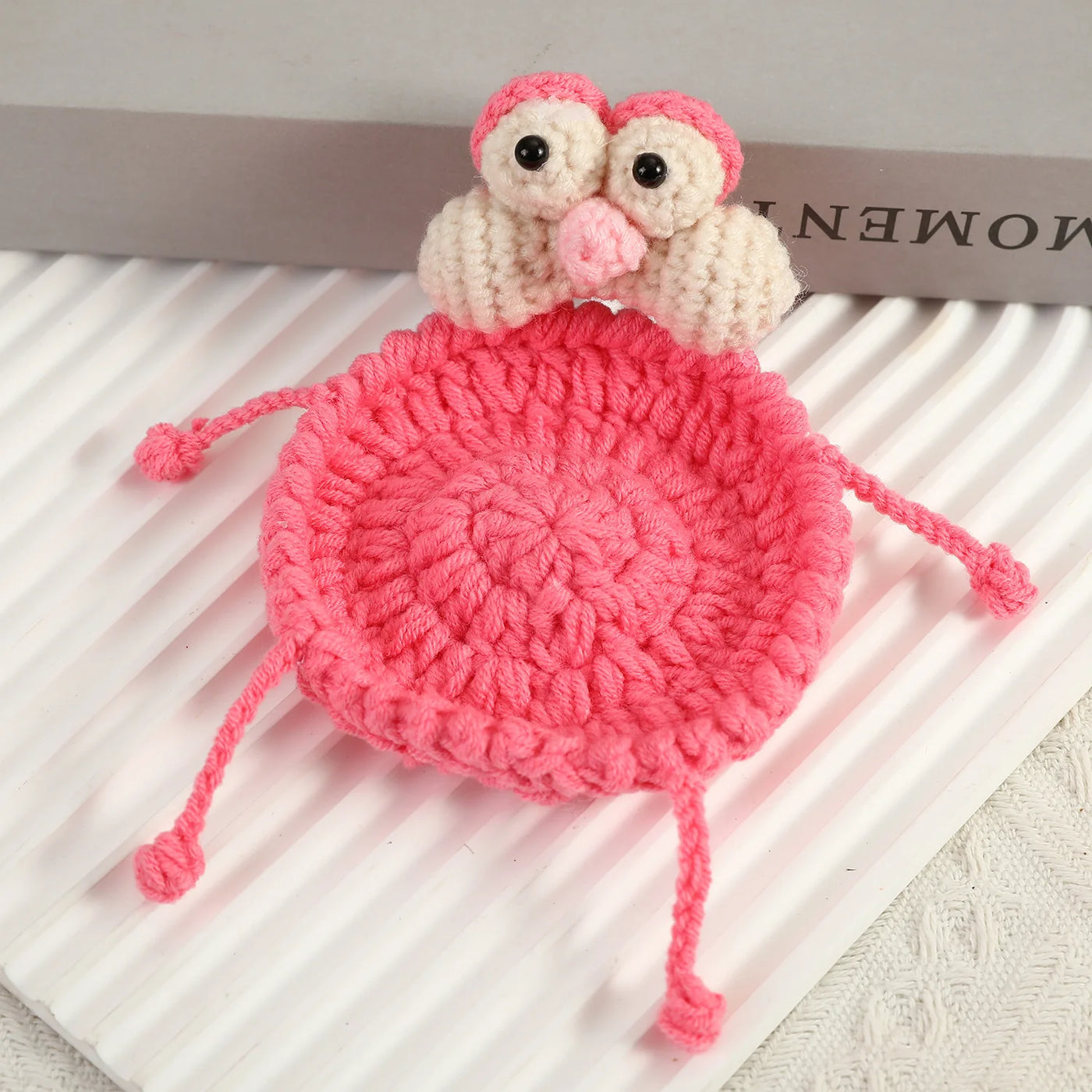 Funny Crochet Animal Coaster Finished Handwoven Coaster Coffee Cup Decor