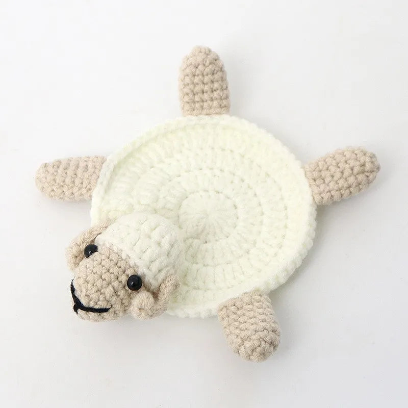 Finished Handwoven Animal Cup Coaster Creative Crochet Coffee Cup Coaster Desk Decor