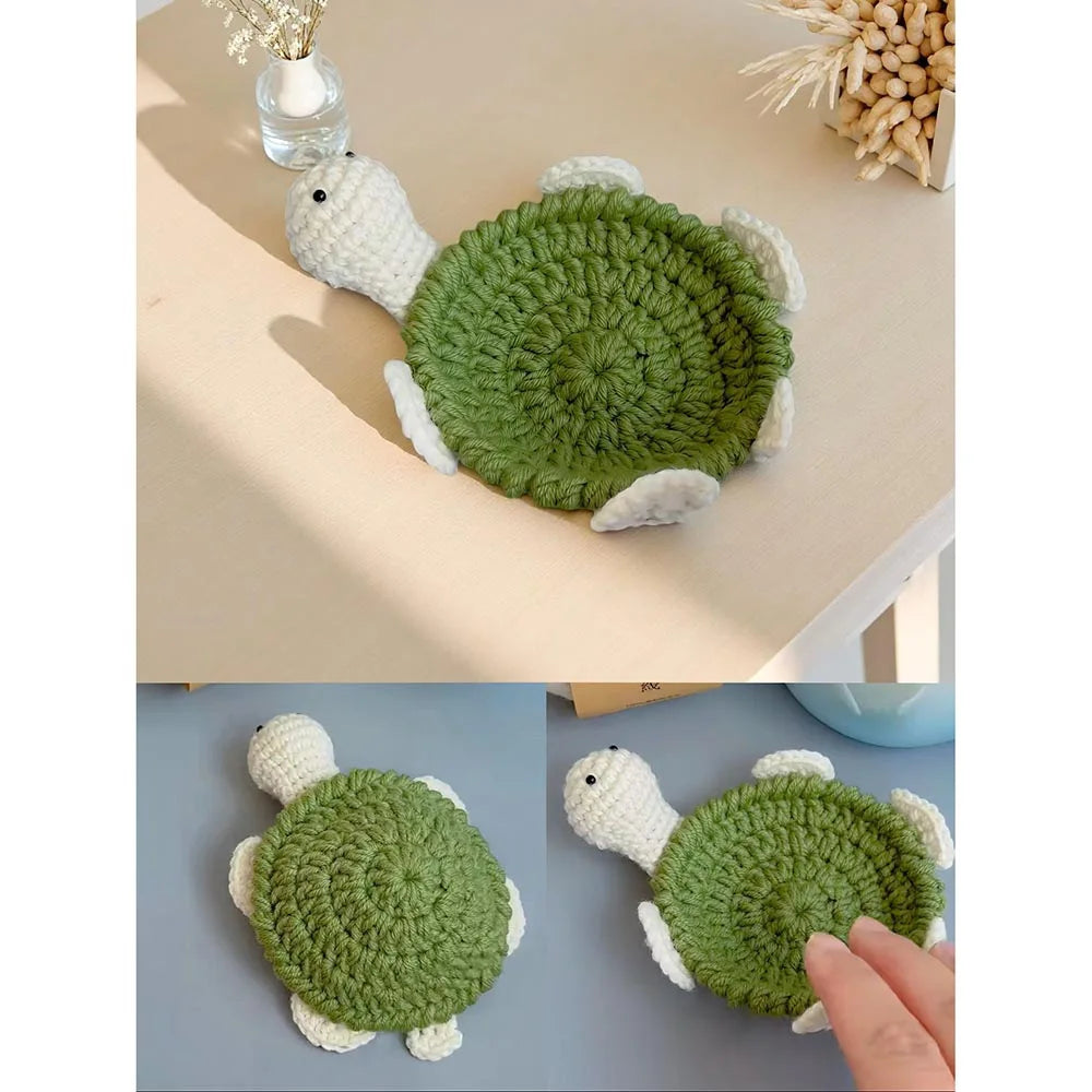 Finished Handwoven Animal Cup Coaster Creative Crochet Coffee Cup Coaster Desk Decor