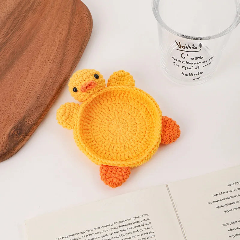 Finished Handwoven Animal Cup Coaster Creative Crochet Coffee Cup Coaster Desk Decor