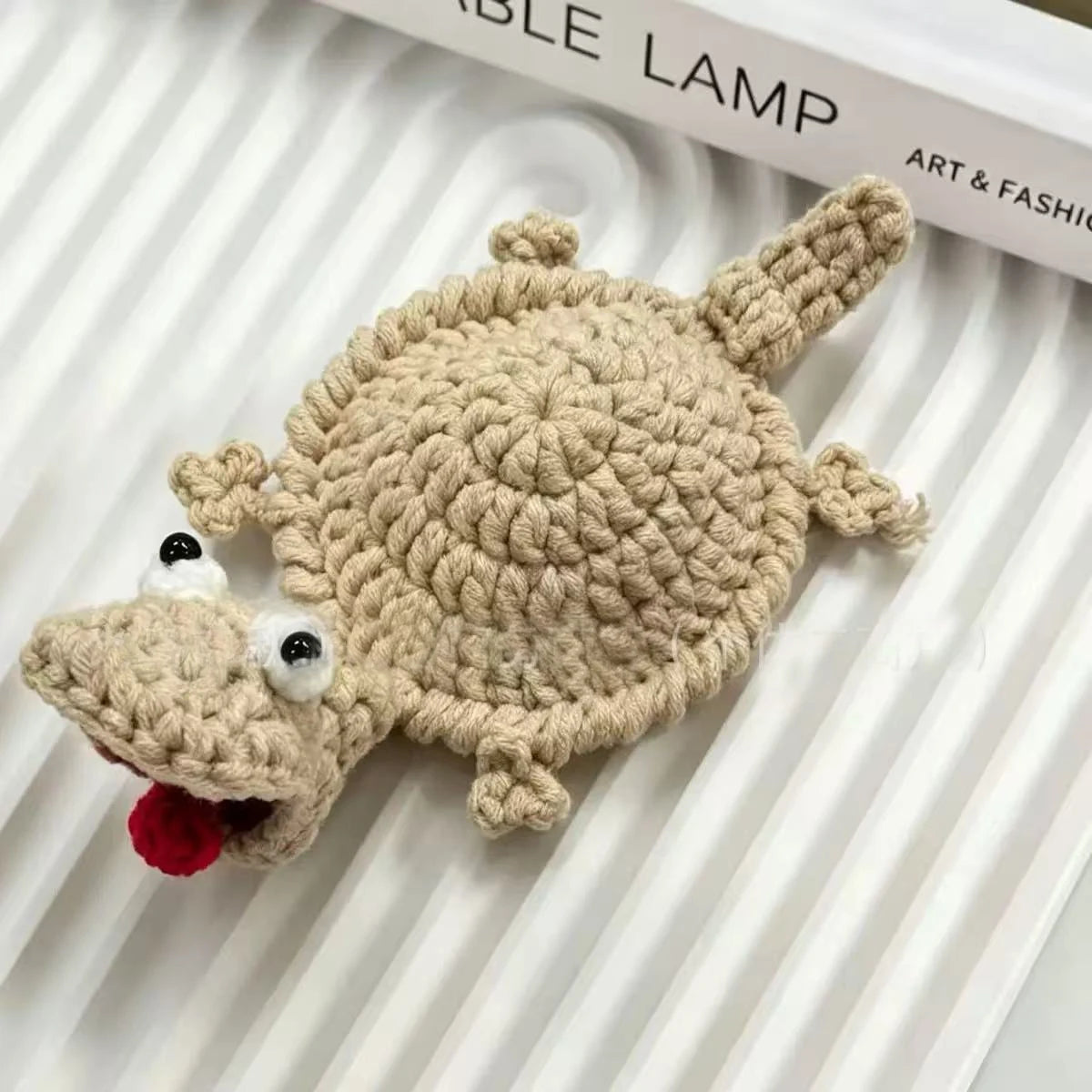Funny Crochet Animal Coaster Finished Handwoven Coaster Coffee Cup Decor