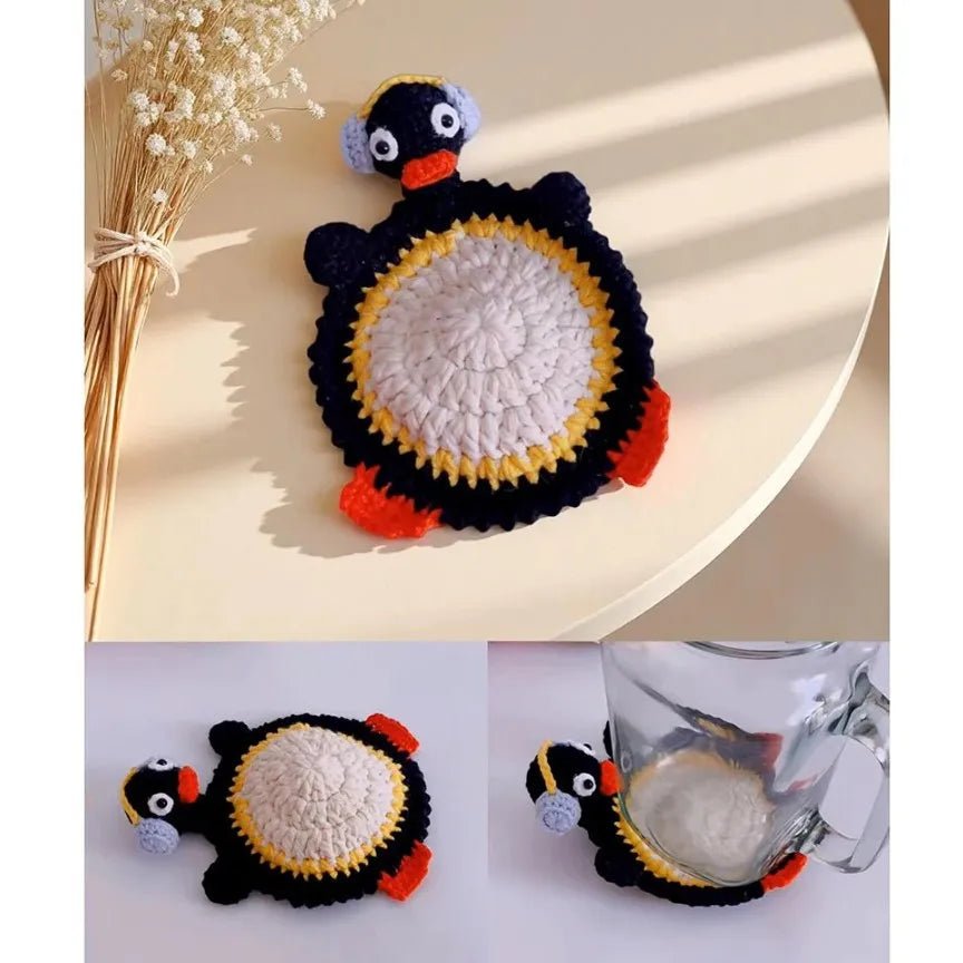 Funny Crochet Animal Coaster Finished Handwoven Coaster Coffee Cup Decor
