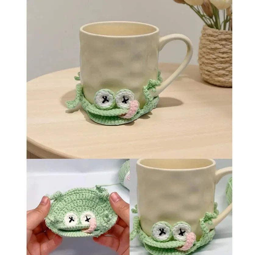 Funny Crochet Animal Coaster Finished Handwoven Coaster Coffee Cup Decor